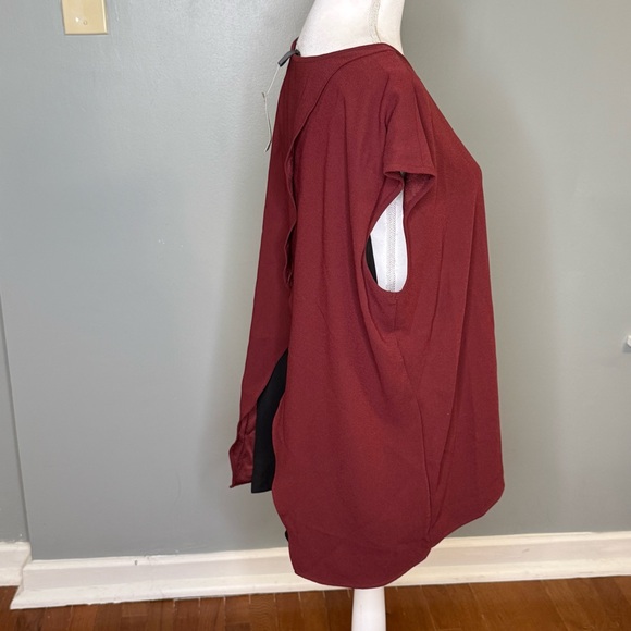 Ann Taylor Split Back Sleeveless Top Merlot Size XL Oversized NWT Office - Picture 5 of 11
